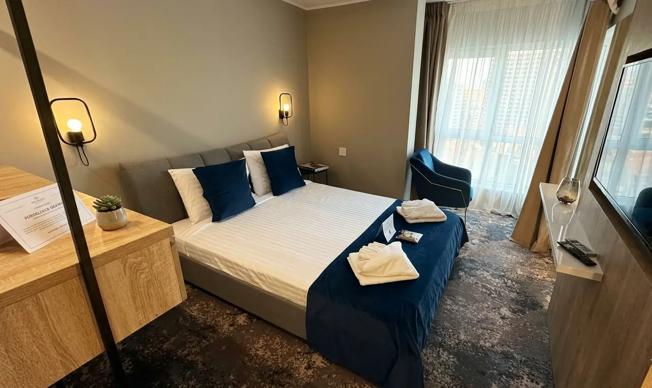 Modern double room with city view